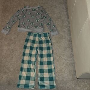 Target Gray and Green Checkered Kids Pajama Set